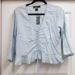 Streetwear Society Light Blue Ruched Blouse